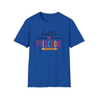Hello Grade Teacher Shirts | Retro Back to School Graphic Tees | Preschool, Pre-K, Kindergarten, First, Second & Third Grade Teacher Shirt | Gildan 64000 Softstyle Tee