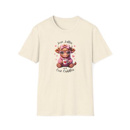 Cow Cuddles T-Shirt — "Love Lattes and Cow Cuddles" Cute Cow Graphic Tee for Animal Lovers