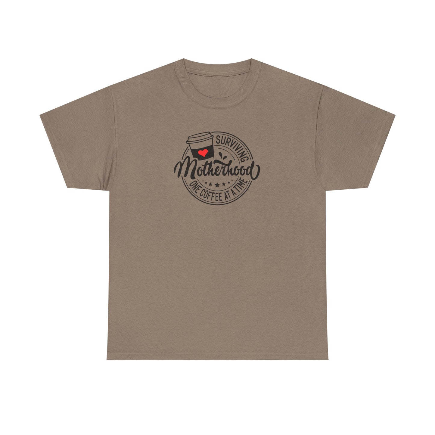 Motherhood & Coffee T-Shirt - "Surviving Motherhood One Coffee At A Time"