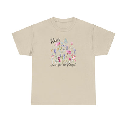 Floral 'Bloom Where You Are Planted' Tee — Watercolor Wildflower Women's T-Shirt