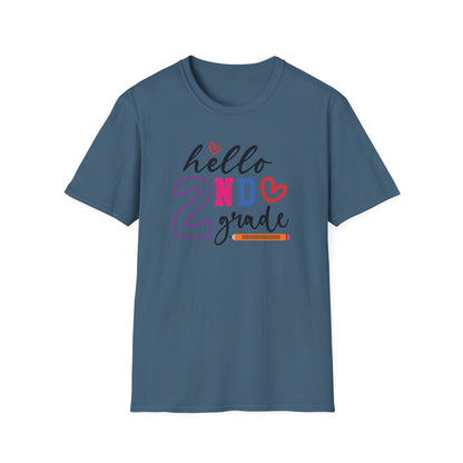 Hello Grade Teacher Shirts | Retro Back to School Graphic Tees | Preschool, Pre-K, Kindergarten, First, Second & Third Grade Teacher Shirt | Gildan 64000 Softstyle Tee