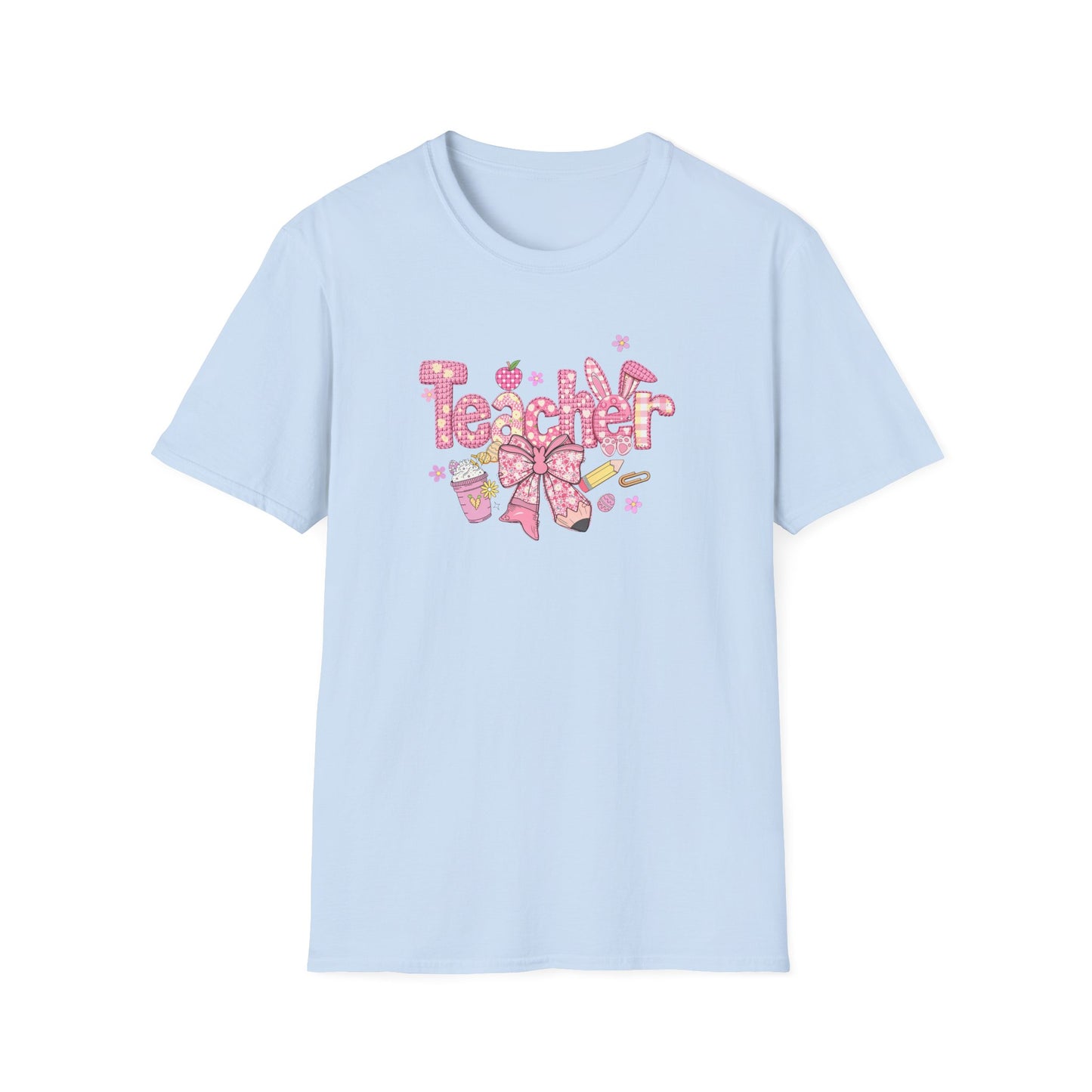 Teacher Pink Bow T-Shirt — Cute Classroom Gift for Teachers