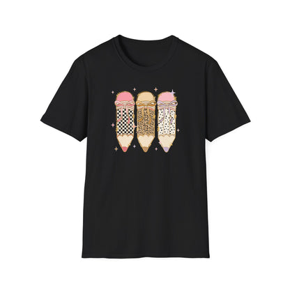 Coquette Pencil Teacher Shirt | Bow Pencil Teacher T-Shirt | Pink Leopard Checkered School Shirt