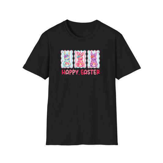 Happy Easter Bunny Graphic Tee – Pastel Spring Shirt, Cute Easter Outfit, Trendy Bunny Lover T-Shirt