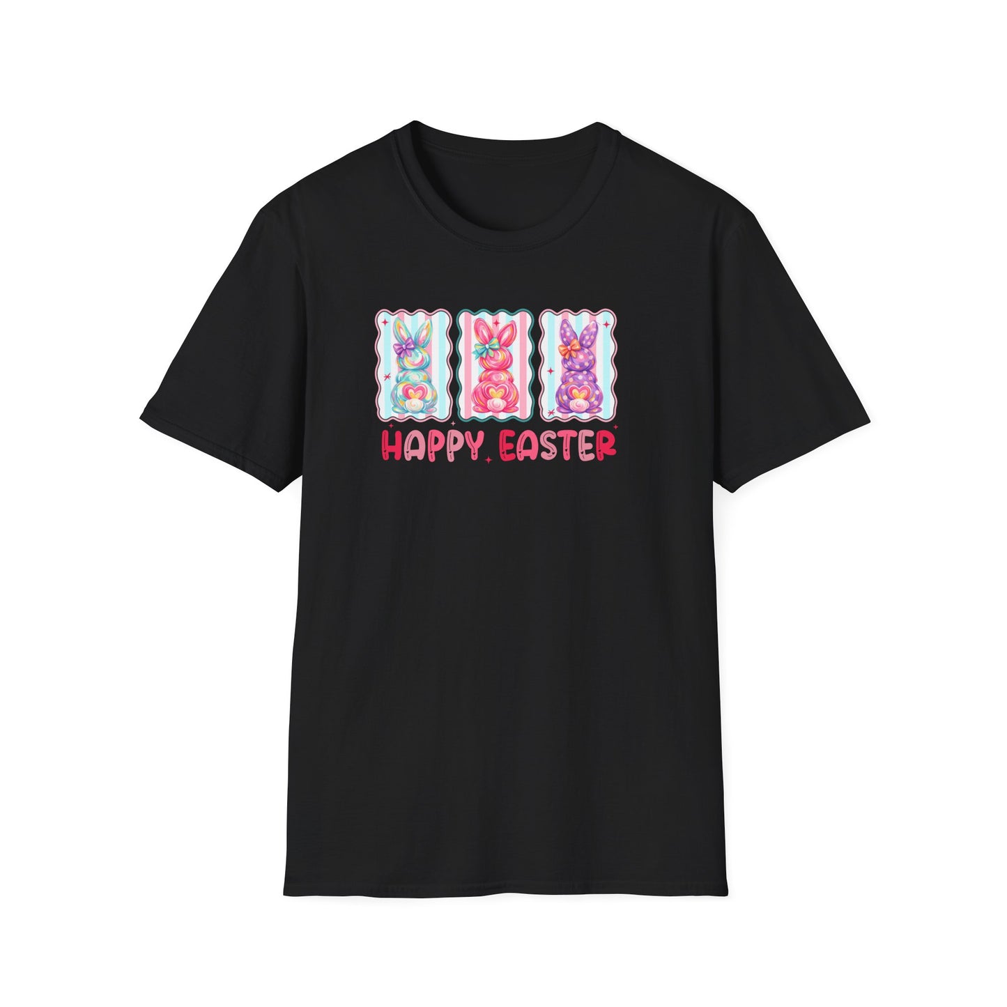 Happy Easter Bunny Graphic Tee – Pastel Spring Shirt, Cute Easter Outfit, Trendy Bunny Lover T-Shirt