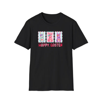 Happy Easter Bunny Graphic Tee – Pastel Spring Shirt, Cute Easter Outfit, Trendy Bunny Lover T-Shirt
