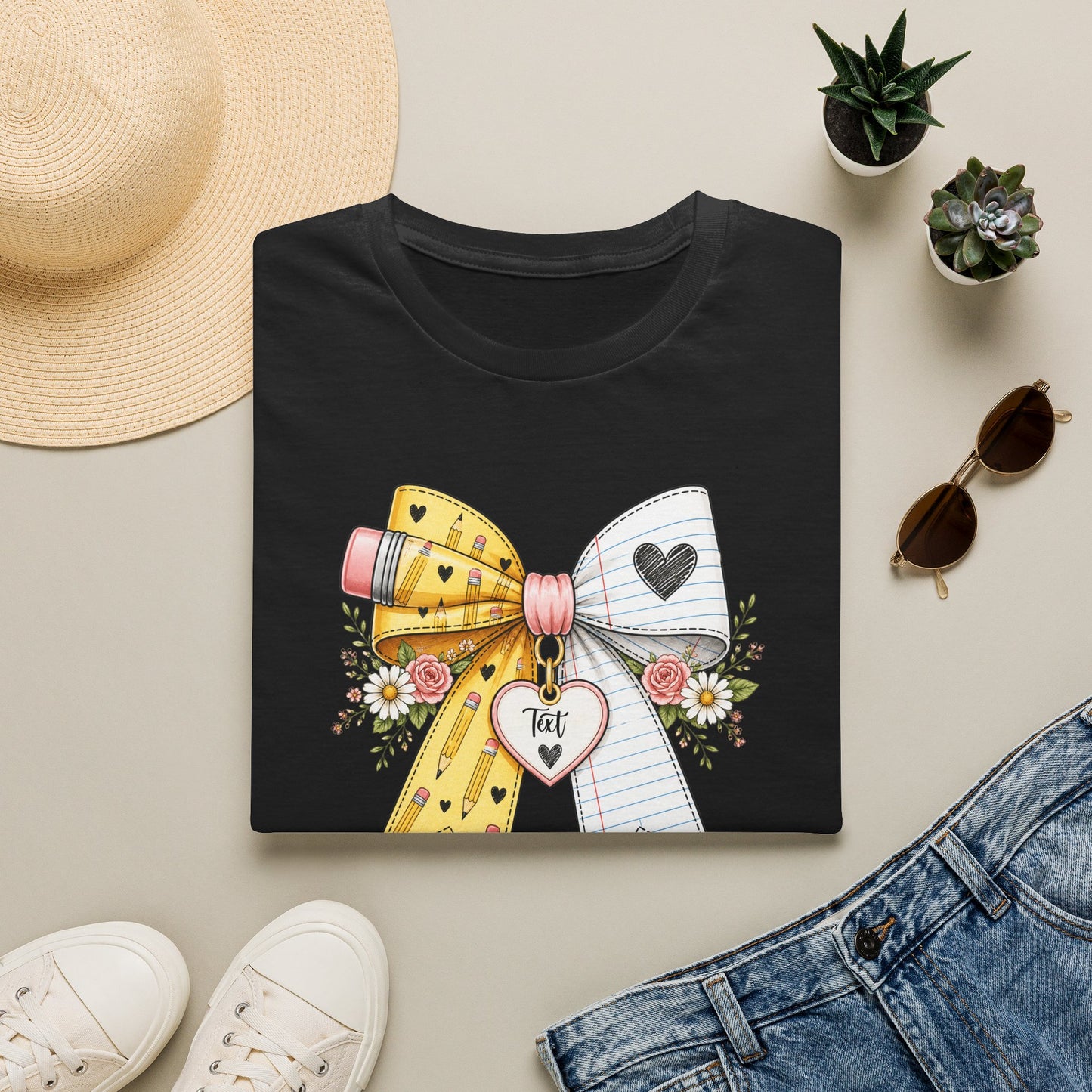 Personalized Teacher Bow Shirt | Custom Teacher Name Heart Tee
