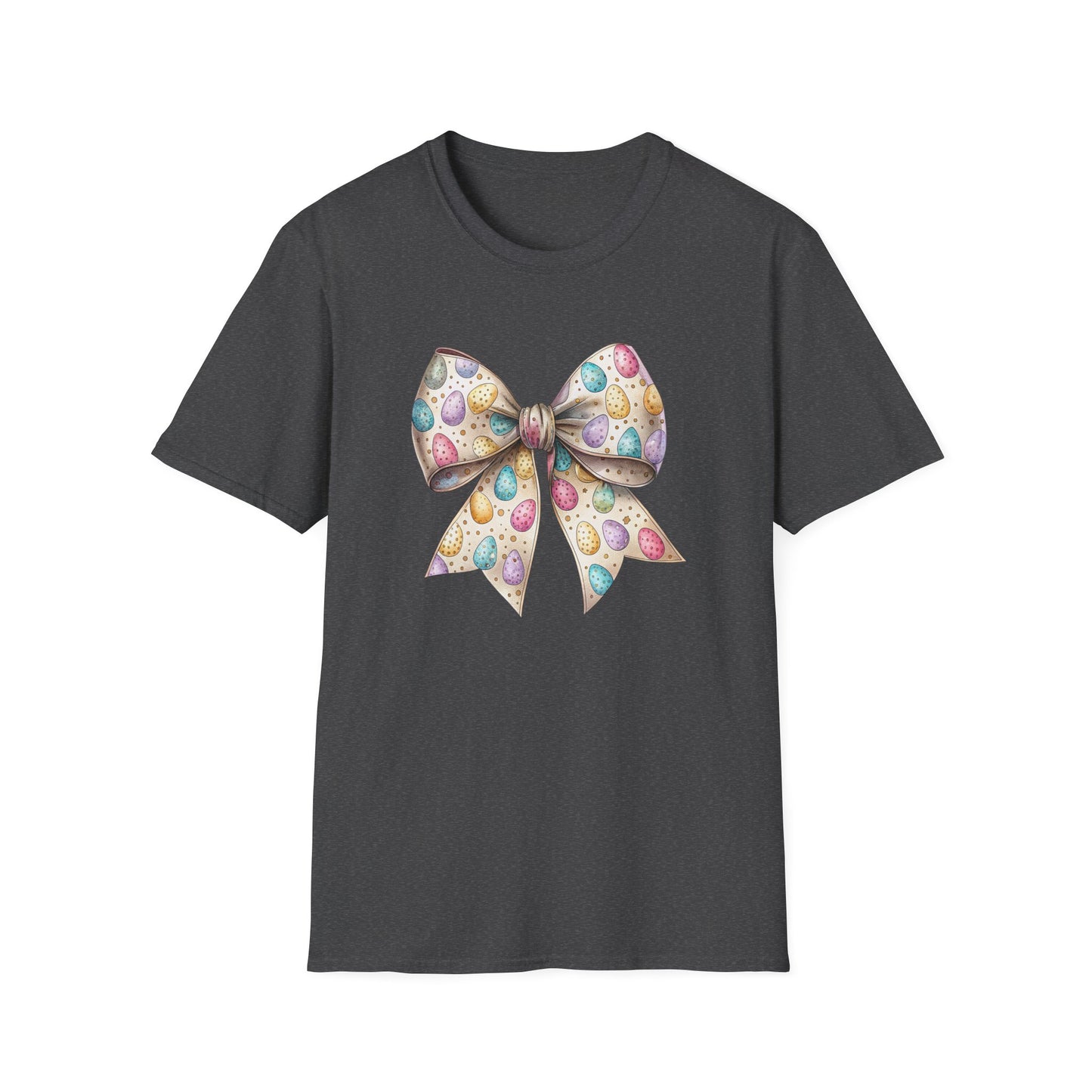 Pastel Easter Bow Shirt, Cute Spring Graphic Tee, Easter Egg Ribbon T-Shirt, Coquette Easter Outfit, Soft Aesthetic Bunny Season Tee, Women’s Spring Gift