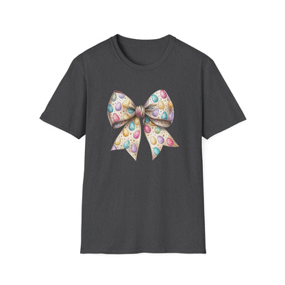 Pastel Easter Bow Shirt, Cute Spring Graphic Tee, Easter Egg Ribbon T-Shirt, Coquette Easter Outfit, Soft Aesthetic Bunny Season Tee, Women’s Spring Gift