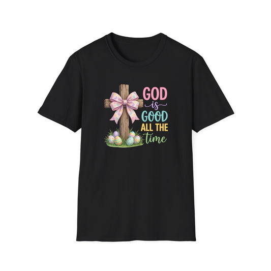 God Is Good All The Time Easter Shirt – Christian Easter Cross Tee, Faith Based Spring Shirt, Religious Easter T-Shirt for Women