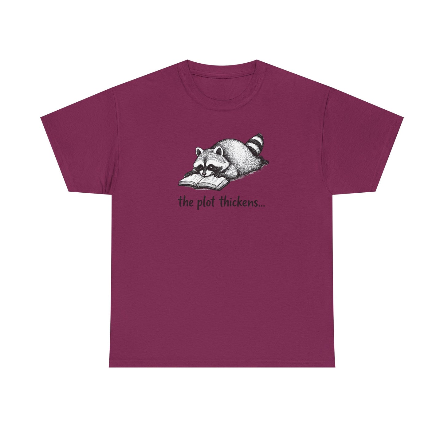 Raccoon "The Plot Thickens" Graphic Tee - Funny Book Lover Tee