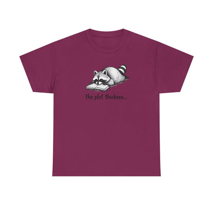 Raccoon "The Plot Thickens" Graphic Tee - Funny Book Lover Tee