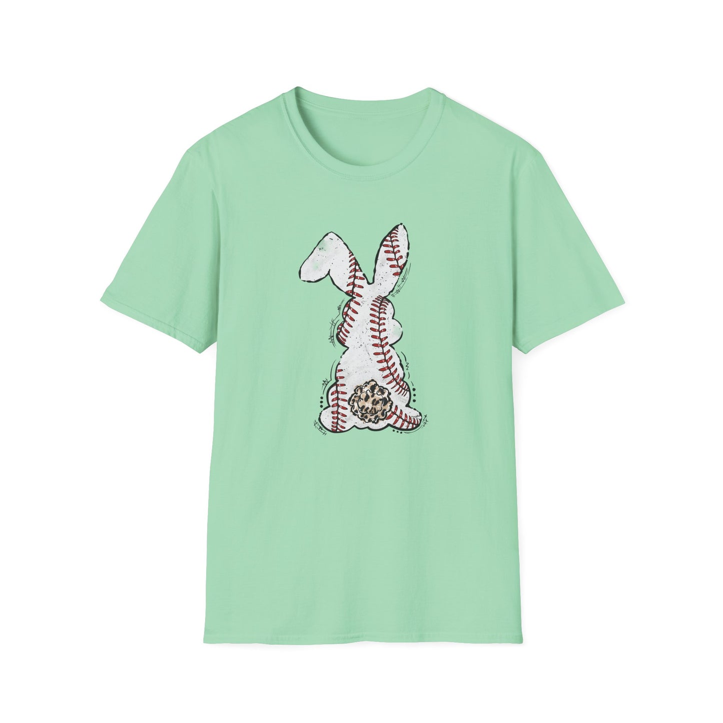 Funny Baseball Bunny Easter T-Shirt – Baseball Stitch Bunny Butt Graphic Tee, Cute Easter Baseball Shirt, Sports Easter Rabbit Tee for Women & Moms
