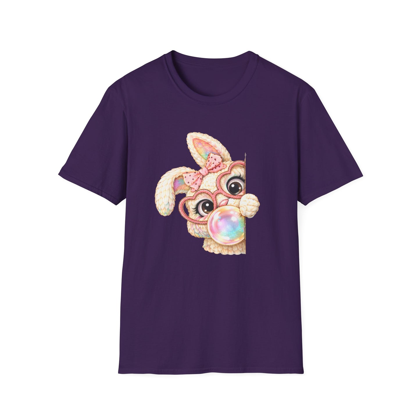 Cute Bubblegum Bunny Shirt, Peekaboo Easter Bunny Tee, Pastel Kawaii Rabbit Graphic T-Shirt, Coquette Spring Outfit, Funny Easter Shirt for Women