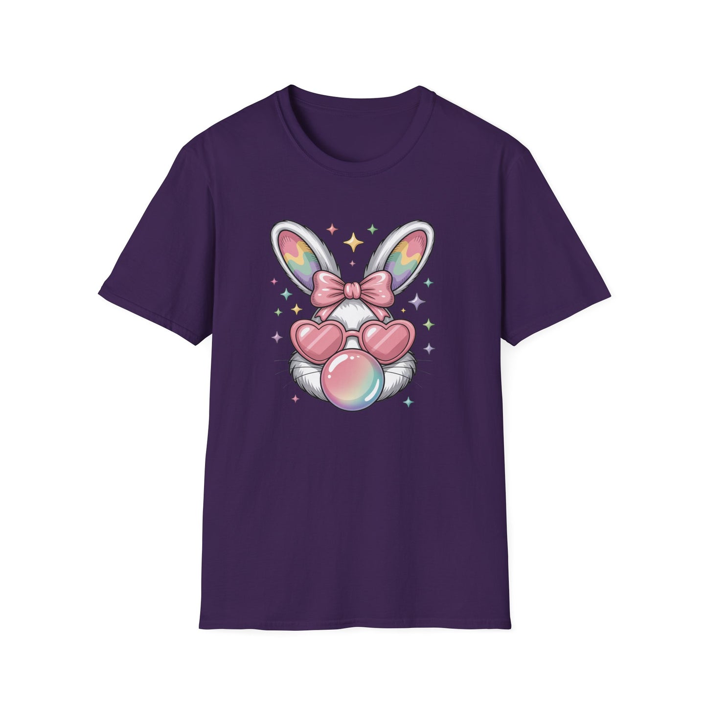 Cute Easter Bunny Bubblegum Shirt, Pastel Coquette Bunny Tee, Heart Glasses Rabbit T-Shirt, Kawaii Spring Graphic Tee, Easter Outfit for Women