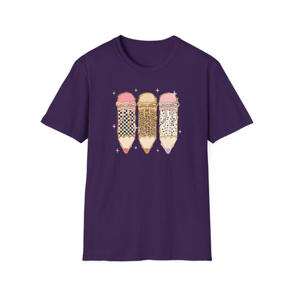 Coquette Pencil Teacher Shirt | Bow Pencil Teacher T-Shirt | Pink Leopard Checkered School Shirt