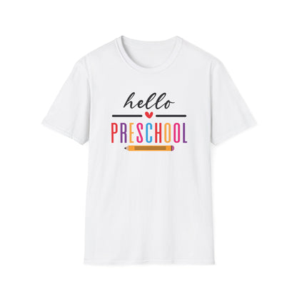 Hello Grade Teacher Shirts | Retro Back to School Graphic Tees | Preschool, Pre-K, Kindergarten, First, Second & Third Grade Teacher Shirt | Gildan 64000 Softstyle Tee