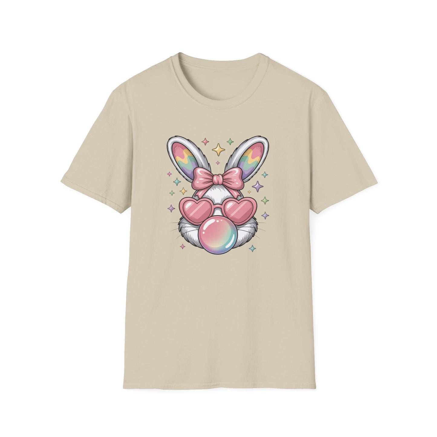 Cute Easter Bunny Bubblegum Shirt, Pastel Coquette Bunny Tee, Heart Glasses Rabbit T-Shirt, Kawaii Spring Graphic Tee, Easter Outfit for Women