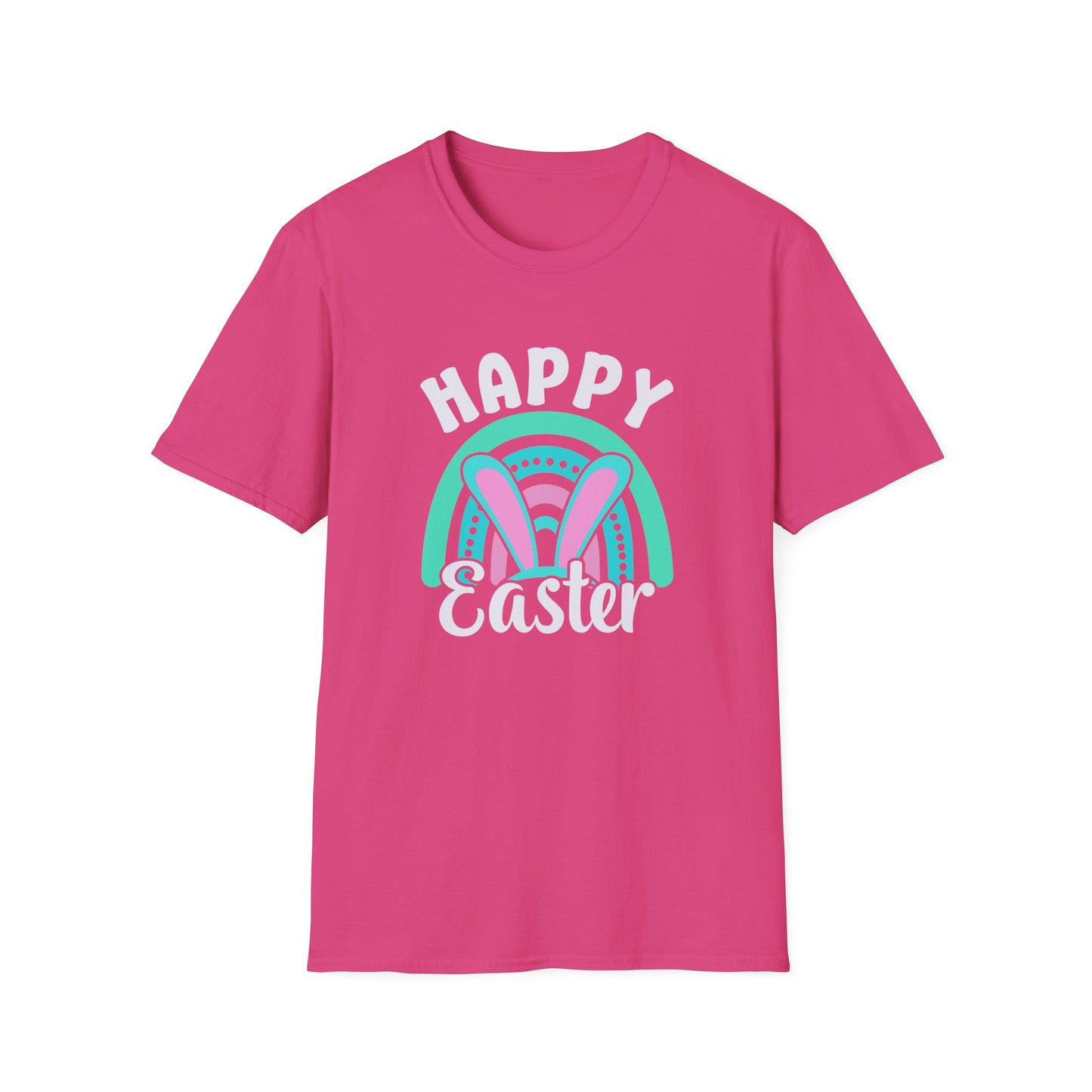 Happy Easter Bunny Shirt, Pastel Easter Rainbow Tee, Cute Spring Graphic T-Shirt, Bunny Ears Easter Outfit, Women’s Easter Shirt, Soft Pastel Holiday Tee