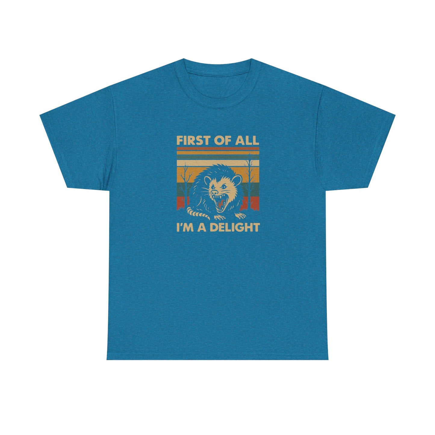 "First of All I'm a Delight" Vintage Graphic T-Shirt - Funny Retro Opossum Tee