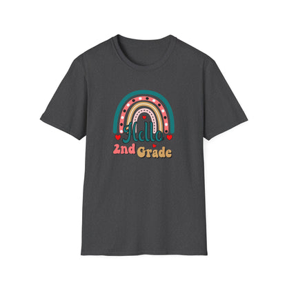 Hello 2nd Grade Rainbow T-Shirt – Back to School Teacher & Student Tee