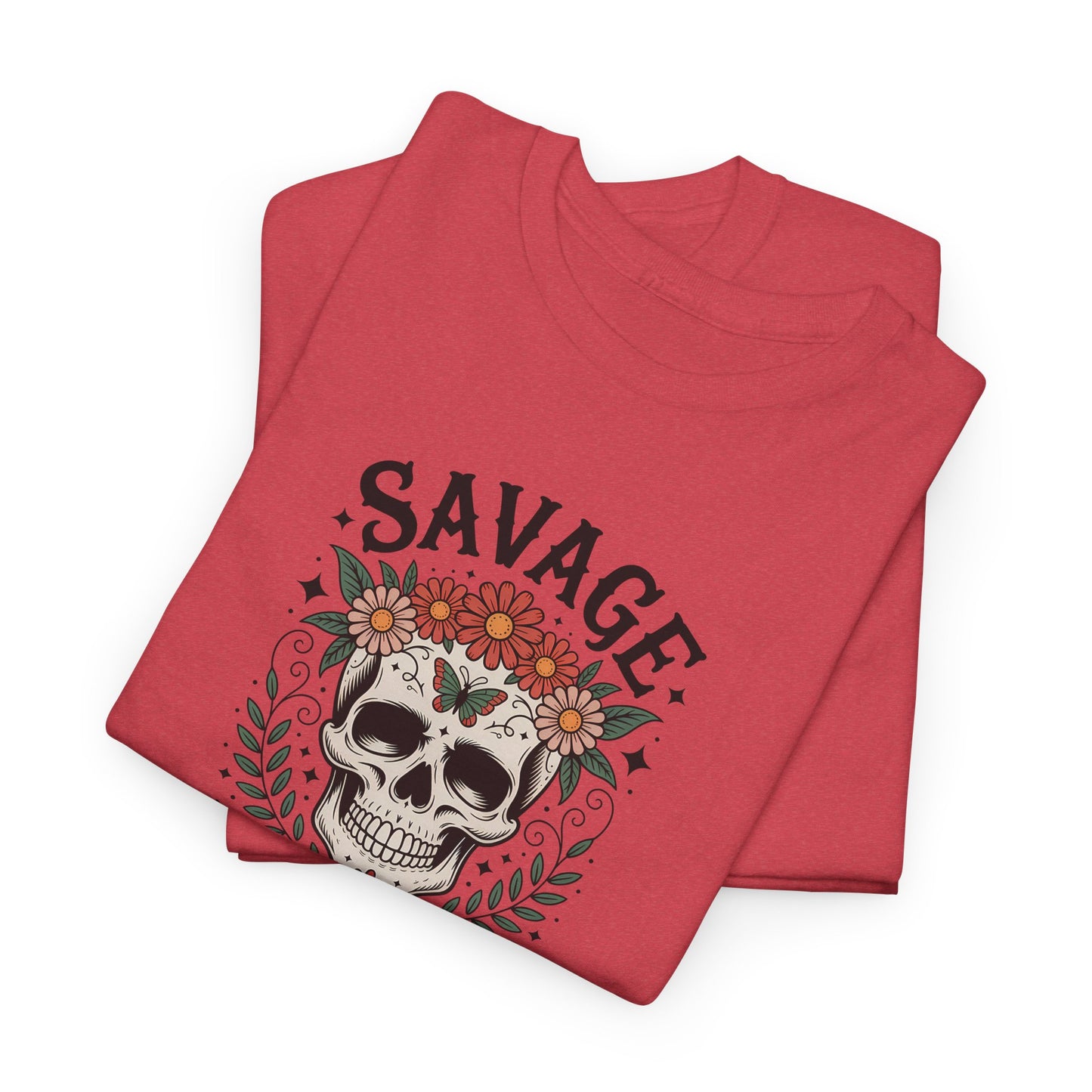 Savage Not Average Skull T-Shirt – Floral Skull Graphic Tee Vintage Style