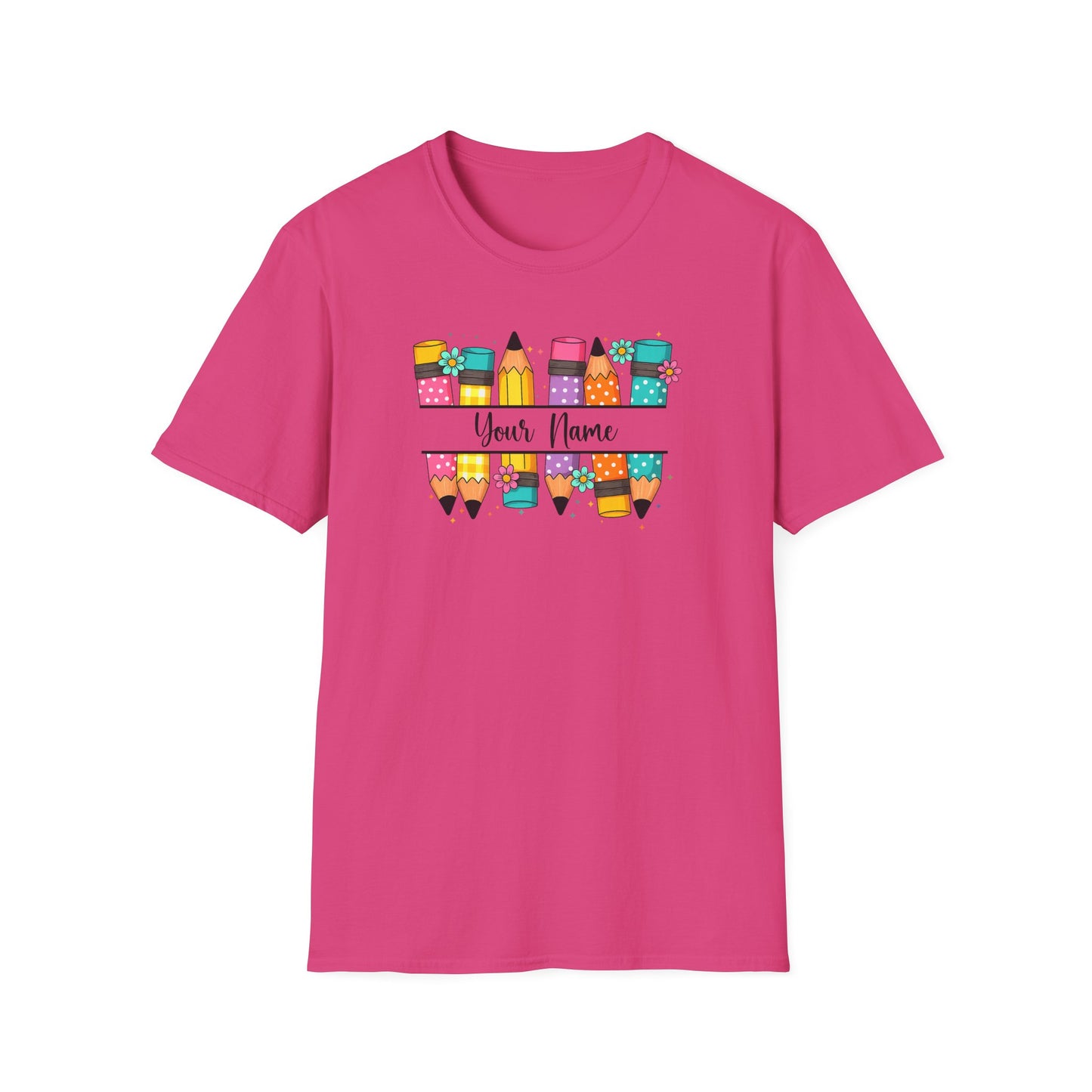 Personalized Pencil Graphic T-Shirt – Cute Back to School Teacher Tee