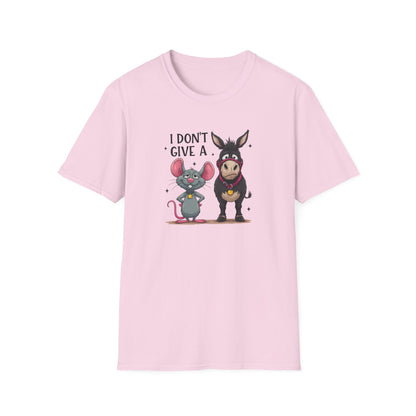 I Don't Give A... Funny Mouse & Donkey T-Shirt Cute Sarcastic Tee | Unisex Casual Humor Shirt