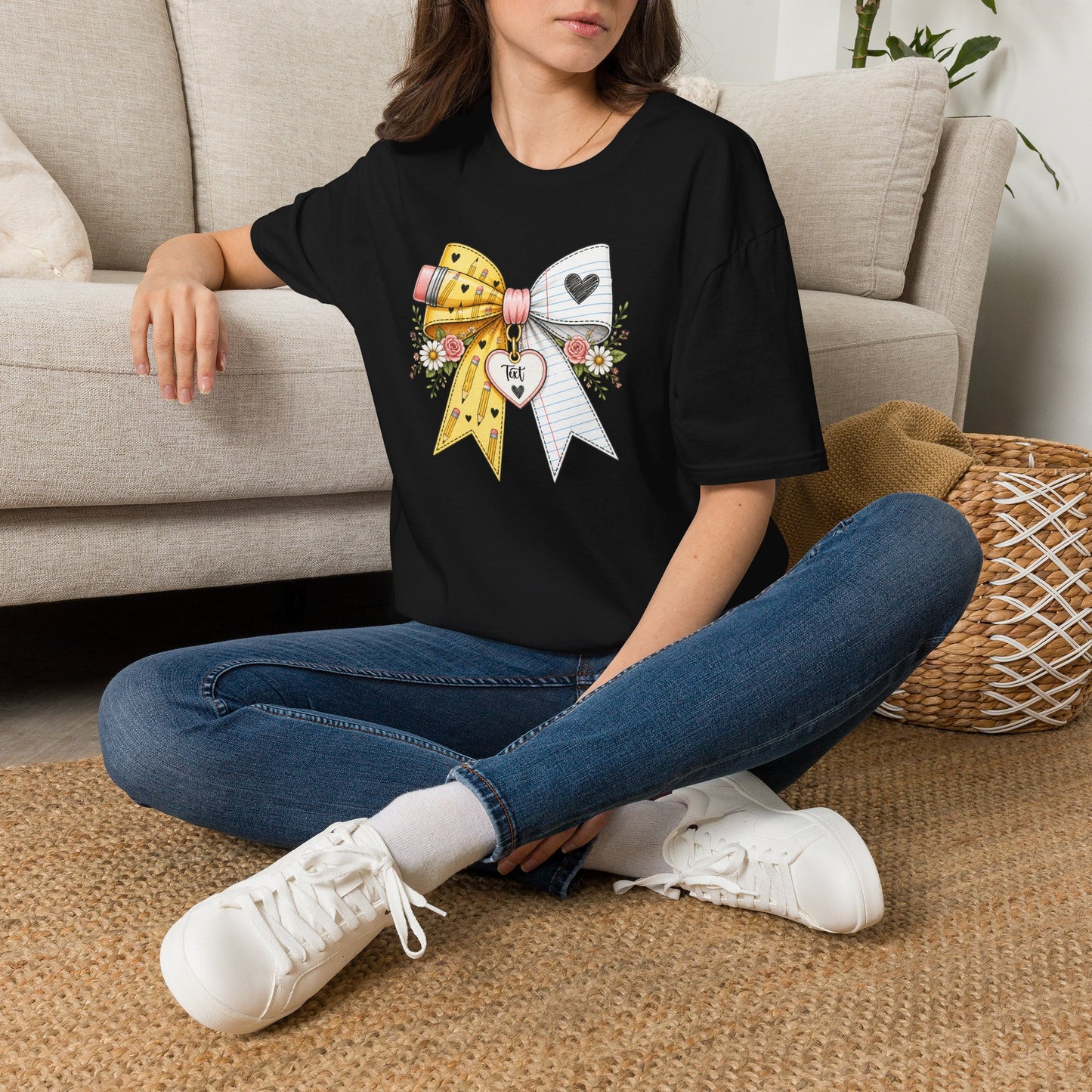 Personalized Teacher Bow Shirt | Custom Teacher Name Heart Tee