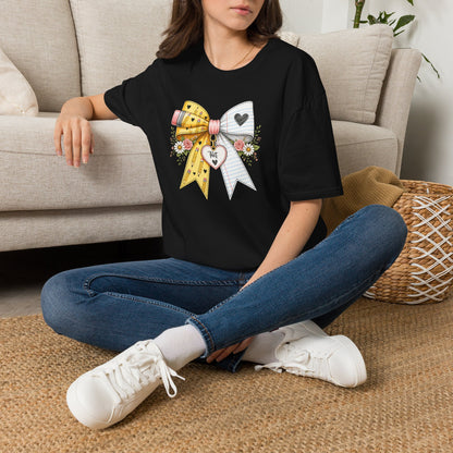 Personalized Teacher Bow Shirt | Custom Teacher Name Heart Tee