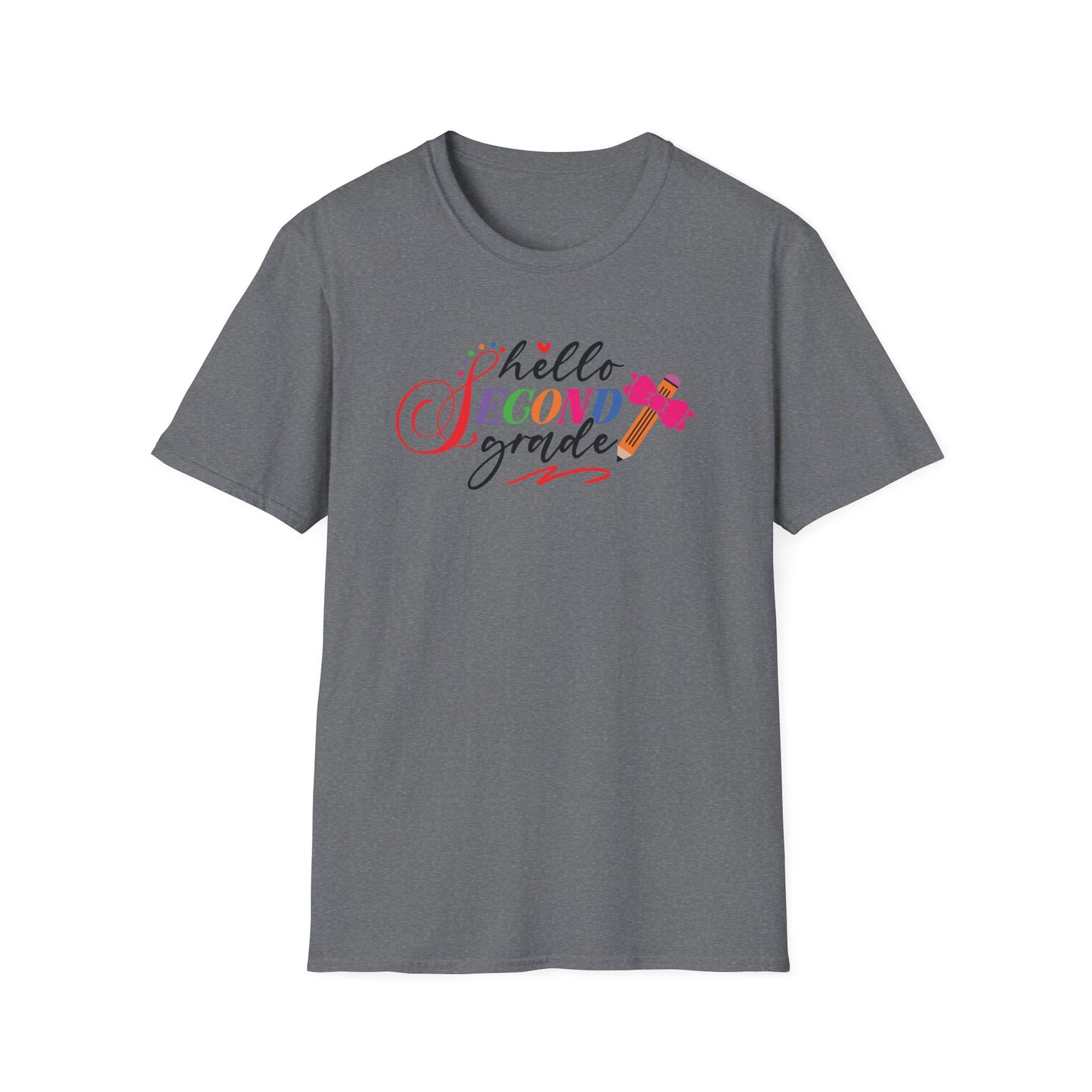 Hello Grade Teacher Shirts | Retro Back to School Graphic Tees | Preschool, Pre-K, Kindergarten, First, Second & Third Grade Teacher Shirt | Gildan 64000 Softstyle Tee