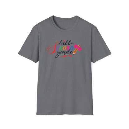 Hello Grade Teacher Shirts | Retro Back to School Graphic Tees | Preschool, Pre-K, Kindergarten, First, Second & Third Grade Teacher Shirt | Gildan 64000 Softstyle Tee