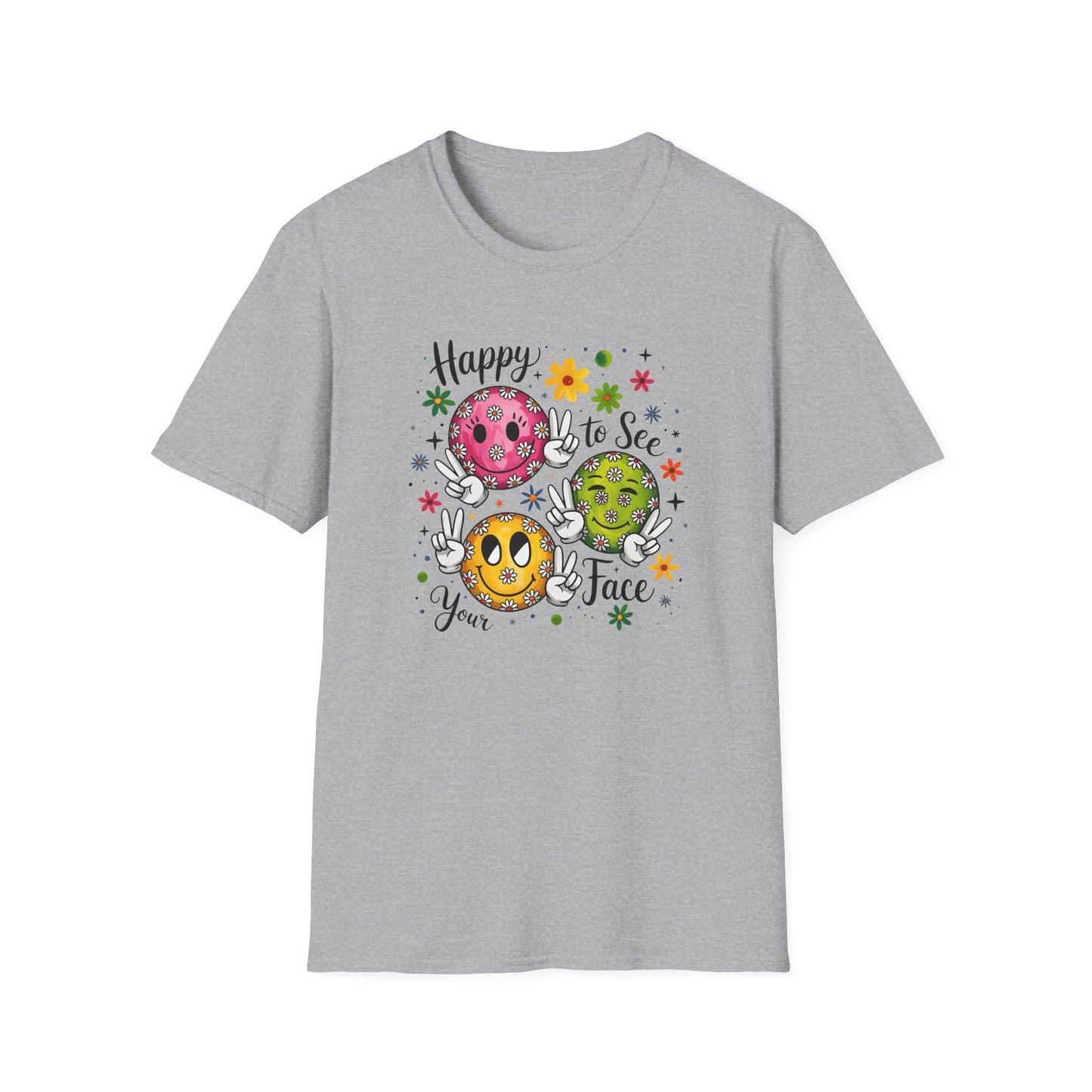 Groovy Retro Smiley Face T-Shirt – Happy to See Your Face | Vintage 70s Aesthetic Tee