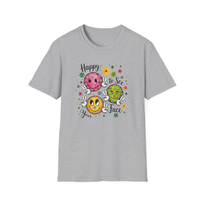 Groovy Retro Smiley Face T-Shirt – Happy to See Your Face | Vintage 70s Aesthetic Tee