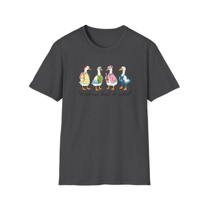Back to School Ducklings T-Shirt — "Welcome back to school"