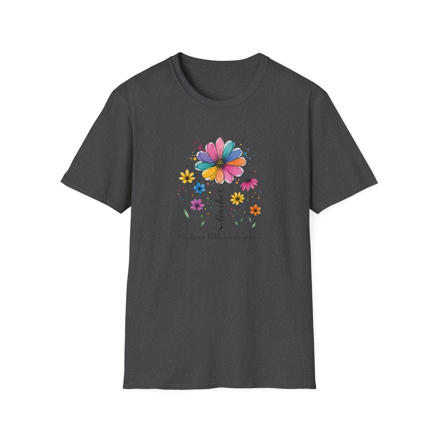 Helping Little Minds Grow Teacher Shirt | Floral Teacher Tee | Colorful Wildflower Teacher Shirt