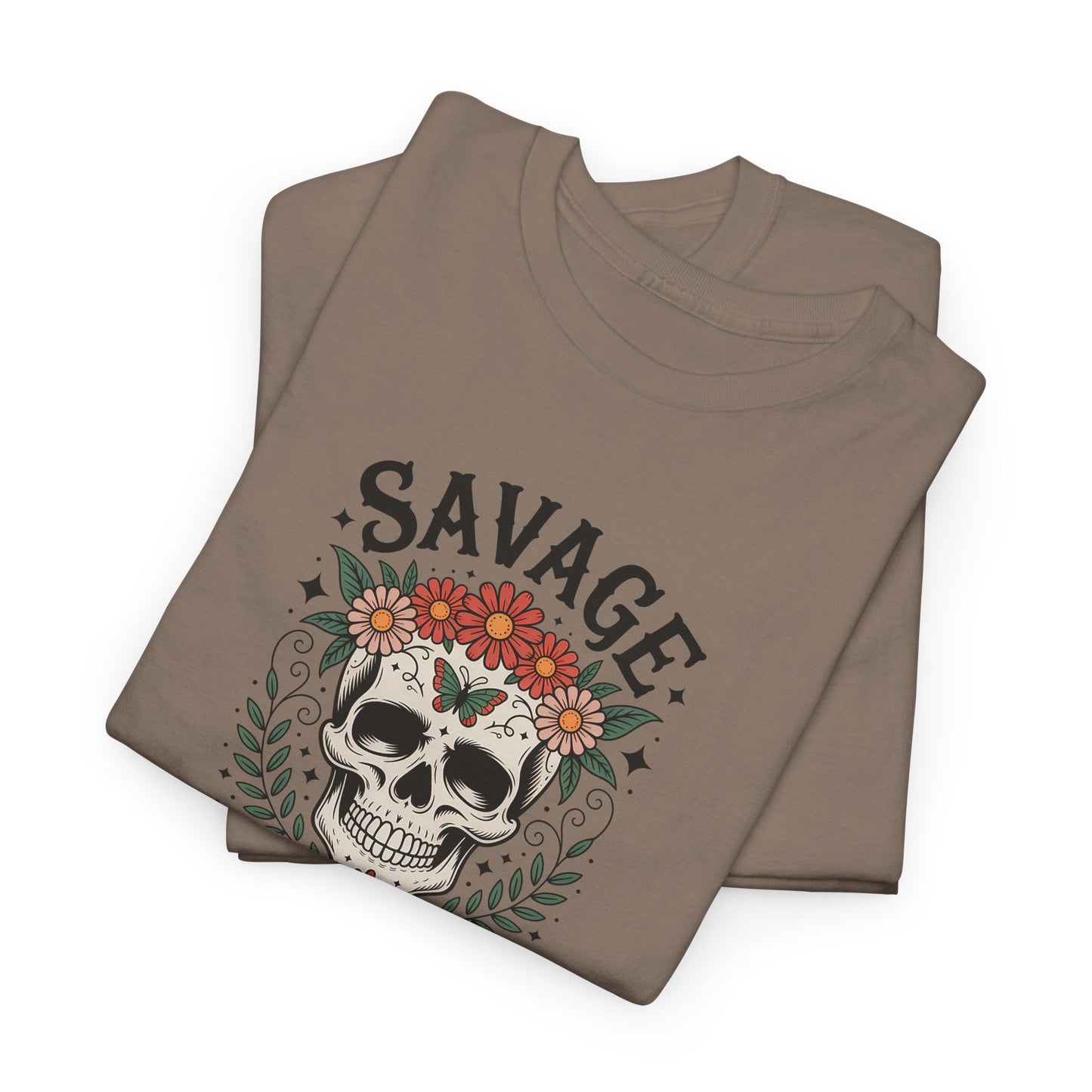 Savage Not Average Skull T-Shirt – Floral Skull Graphic Tee Vintage Style