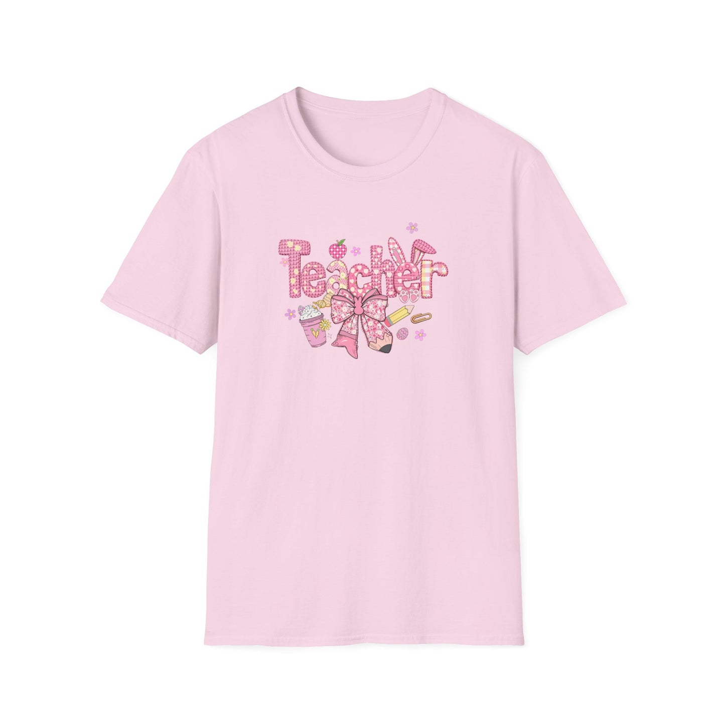 Teacher Pink Bow T-Shirt — Cute Classroom Gift for Teachers