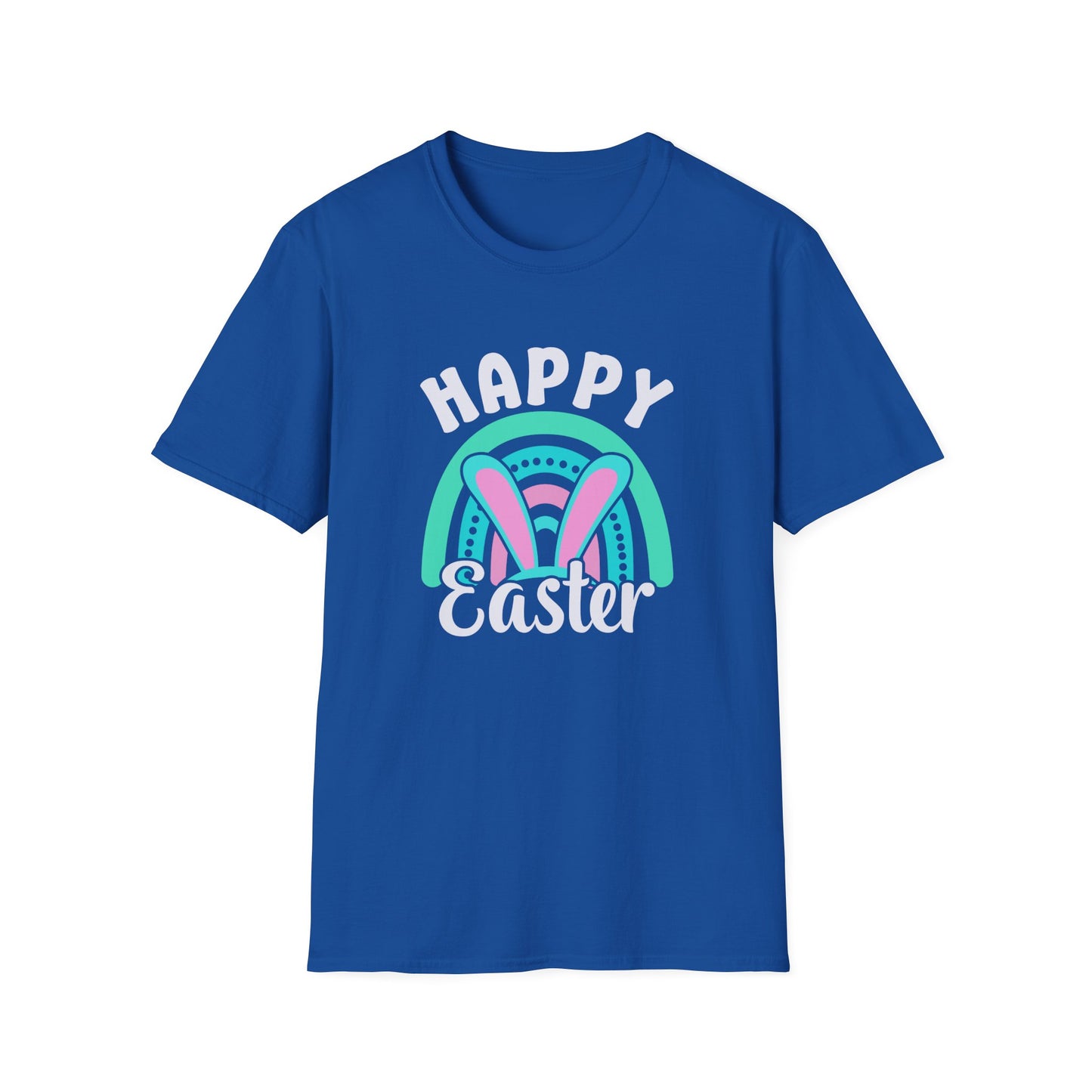 Happy Easter Bunny Shirt, Pastel Easter Rainbow Tee, Cute Spring Graphic T-Shirt, Bunny Ears Easter Outfit, Women’s Easter Shirt, Soft Pastel Holiday Tee