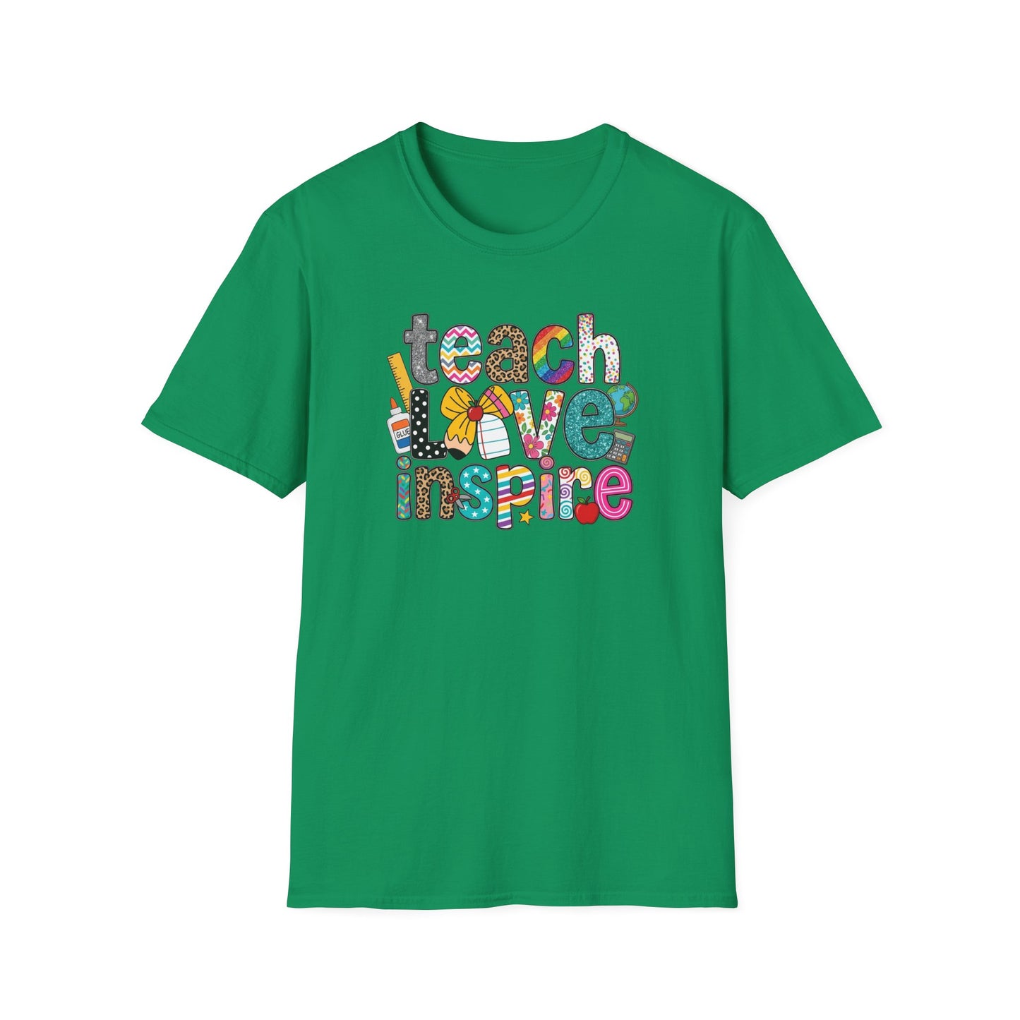 Teach Love Inspire Shirt – Cute Teacher T-Shirt – Colorful Classroom Graphic Tee – Teacher Appreciation Gift
