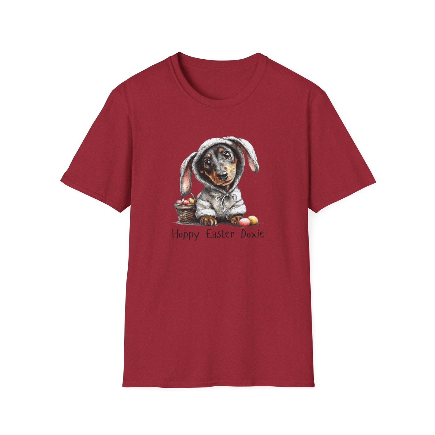 Easter Dachshund T-Shirt — "Hoppy Easter Doxie" Cute Dog Bunny Tee