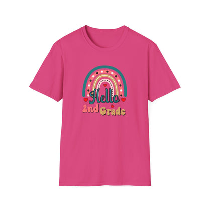 Hello 2nd Grade Rainbow T-Shirt – Back to School Teacher & Student Tee