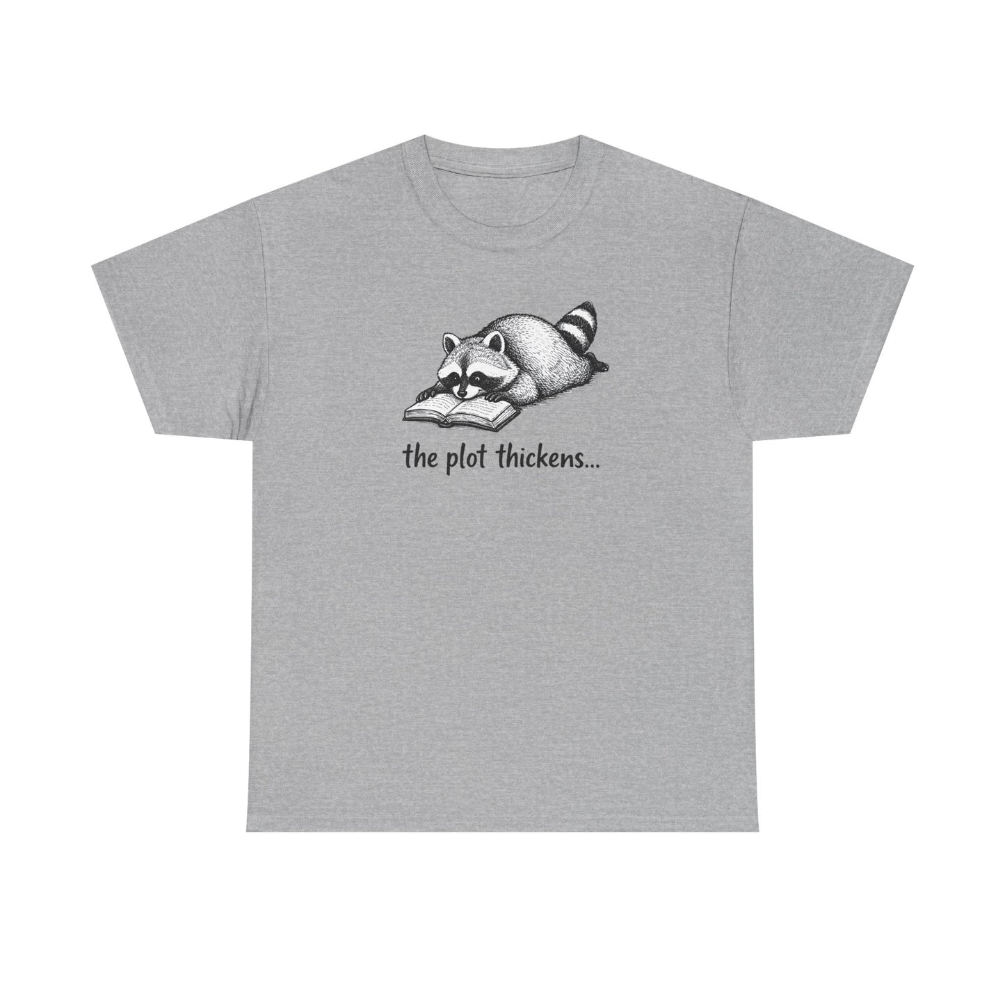 Raccoon "The Plot Thickens" Graphic Tee - Funny Book Lover Tee