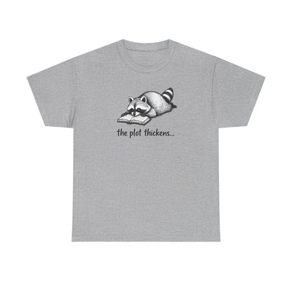 Raccoon "The Plot Thickens" Graphic Tee - Funny Book Lover Tee