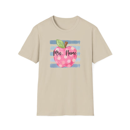 Personalized Teacher Apple Shirt | Custom Teacher Name or Grade Level T-Shirt | Back to School Teacher Tee | Cute Pink Apple Graphic Tee