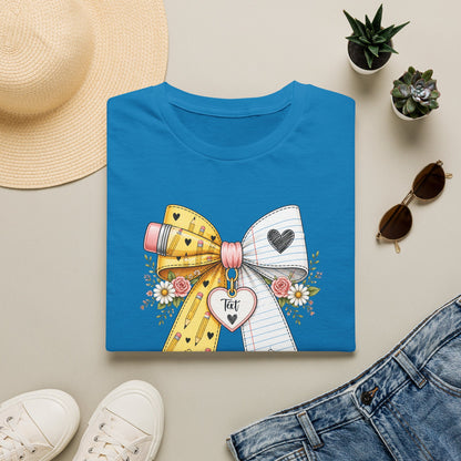 Personalized Teacher Bow Shirt | Custom Teacher Name Heart Tee
