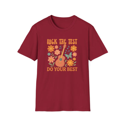 Rock the Test Guitar T‑Shirt — Do Your Best Retro Floral Tee - State Testing Teacher Tee