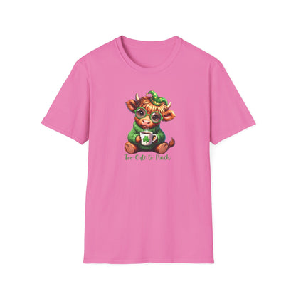 St. Patrick’s Baby Cow Tee — “Too Cute to Pinch” Cute Irish Clover T-Shirt