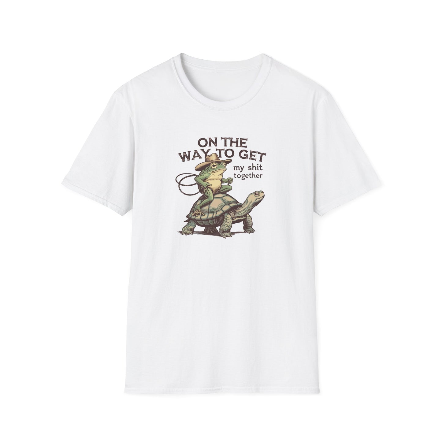 Funny Frog & Turtle T-Shirt – “On the Way to Get My Sh*t Together” Graphic Tee | Unisex Casual Humor Shirt