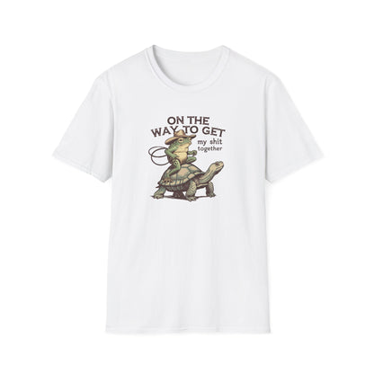 Funny Frog & Turtle T-Shirt – “On the Way to Get My Sh*t Together” Graphic Tee | Unisex Casual Humor Shirt